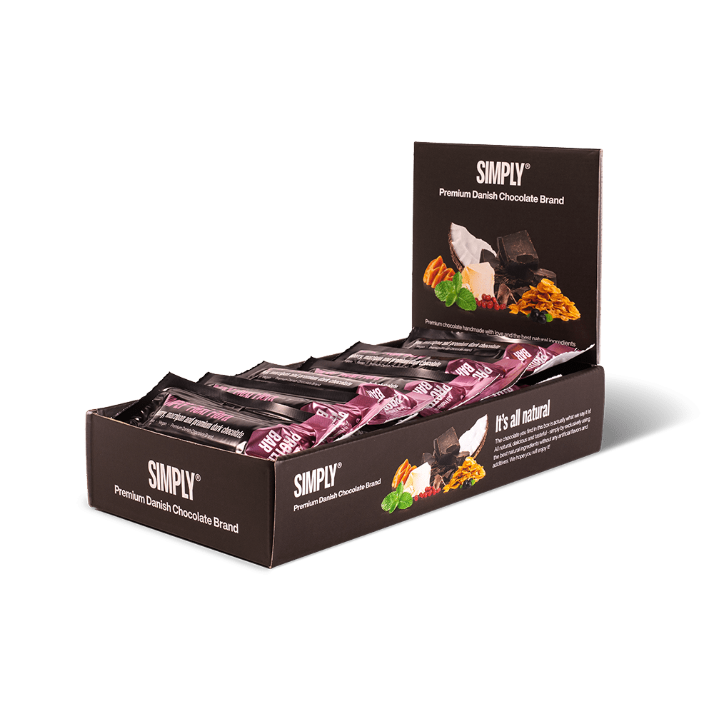 Simply® Flexi Flora Proteinbar | Hindbær, marcipan og premium mørk chokolade - Protein Bars - Simply®