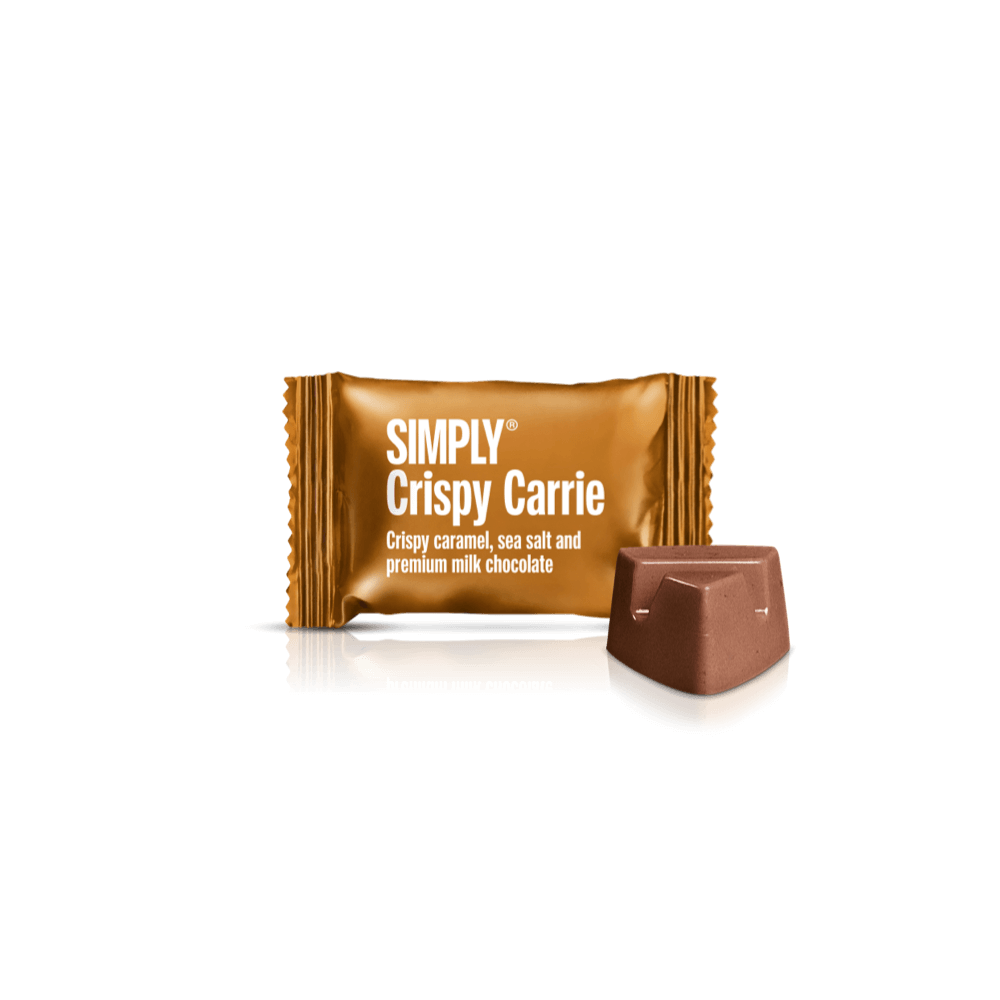 Chokolade Bites mix kasse - 750g - 75 stk - Simply® Favorite Mix - Simply® Crispy Carrie chocolate piece.