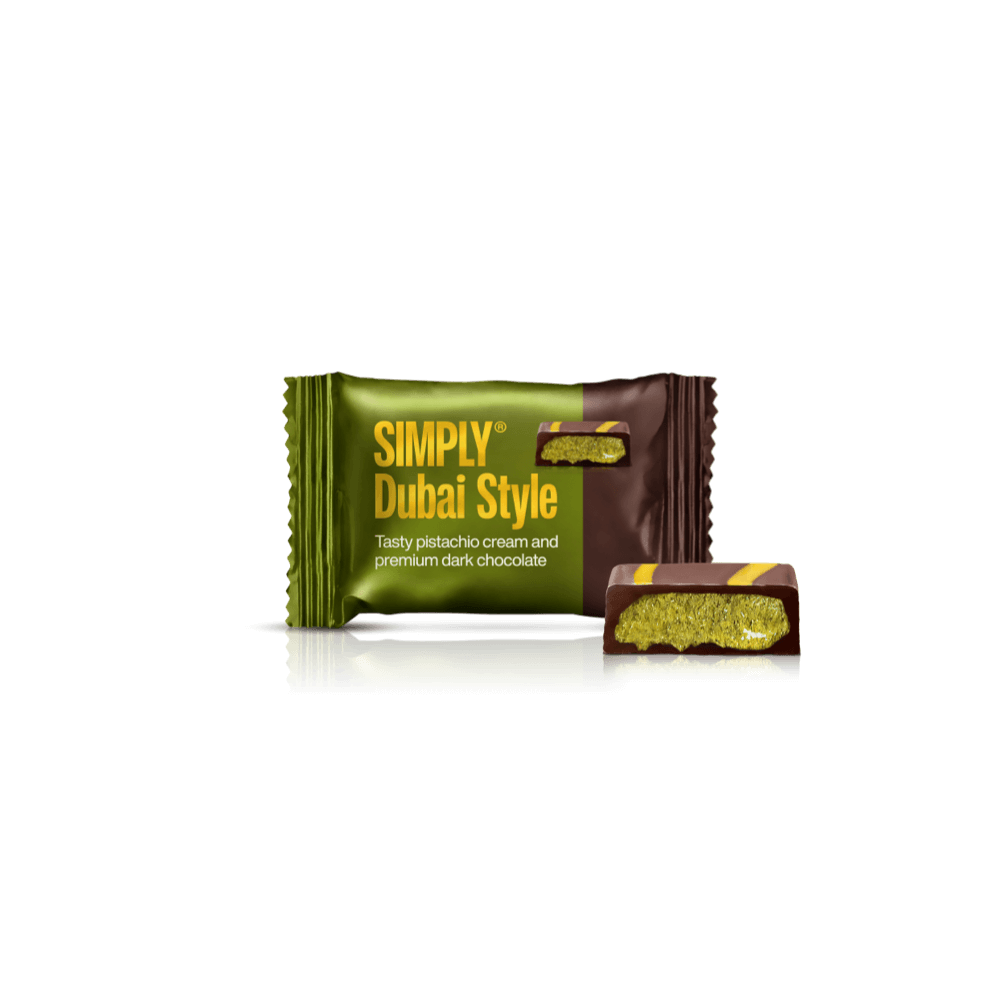 Schokoladen Bites Kiste - 750g - 75 Stk - Simply® Pistazie Dunkel