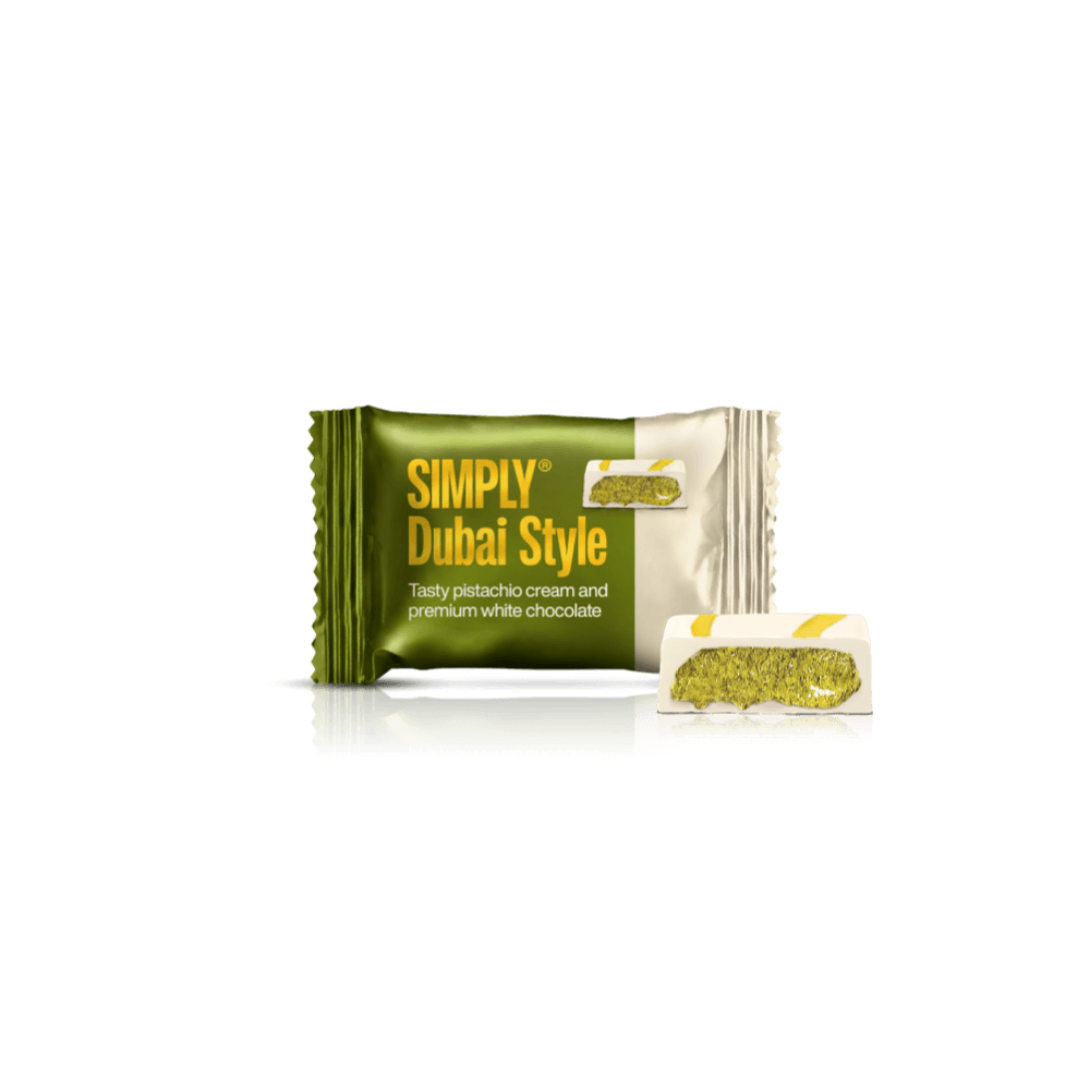 Schokoladen Bites Kiste - 750g - 75 Stk - Simply® Pistazie Weiß