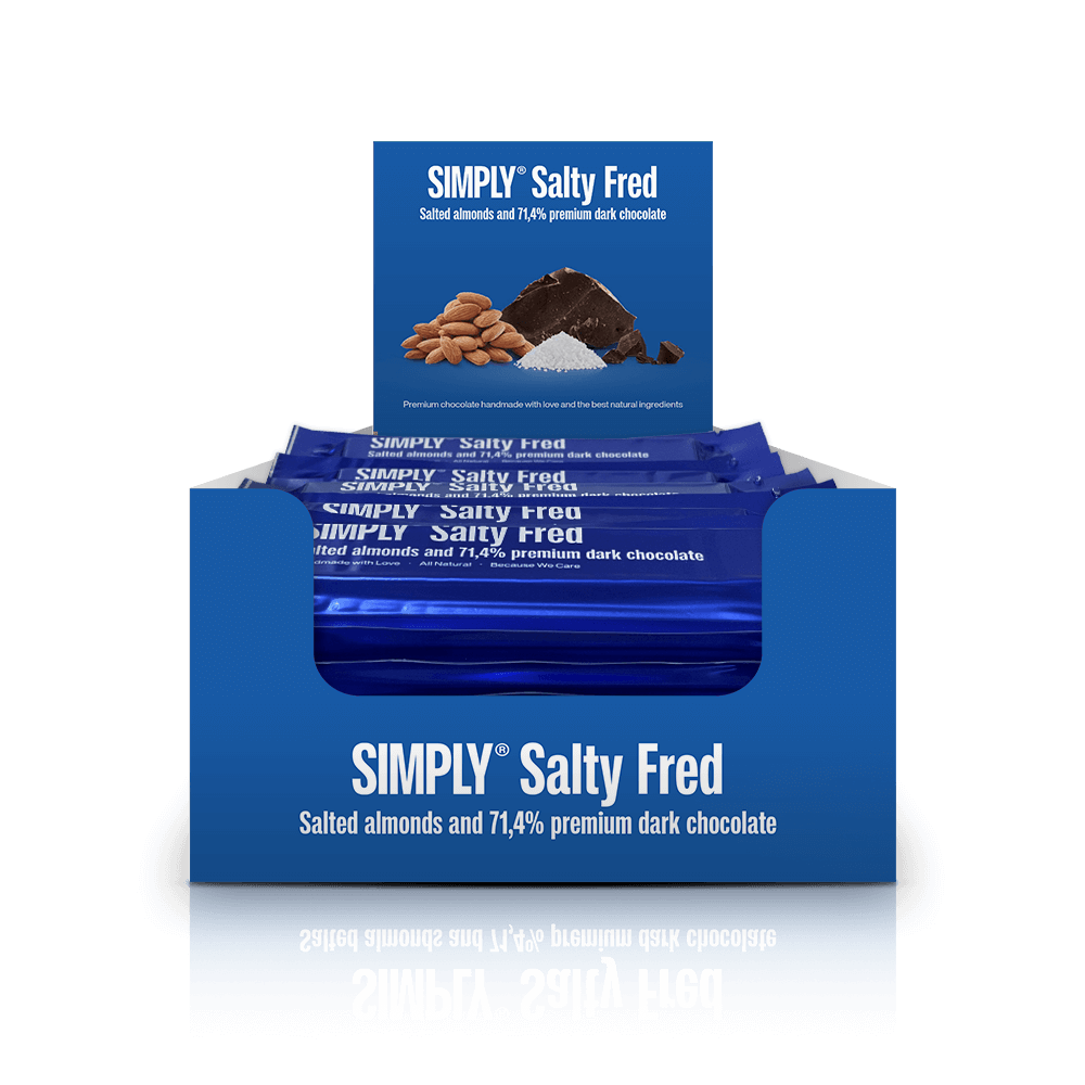 Simply® Salty Fred | Saltede mandler og premium mørk chokolade - Chocolate Bars - Simply®